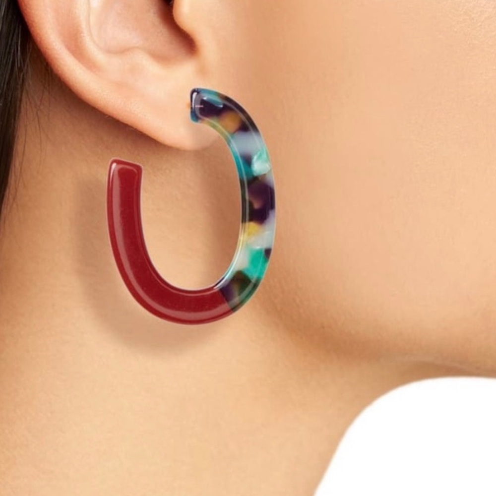 SOLD OUT NEW Madewell Oval Acrylic Hoop Earrings - Picture 3 of 4